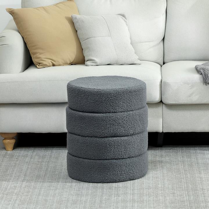 Image du produit Homcom Fusshocker Polyester, Schaumstoff Dunkelgrau