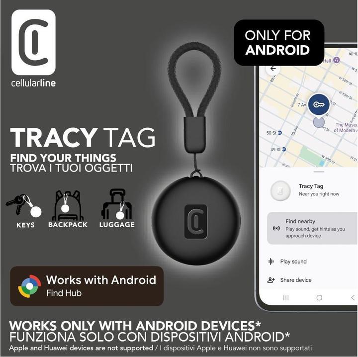 Produktbild Cellularline Tracy Tag schwarz f Android Smart Tracker BTTRACYTAGANDROIDK (Android)