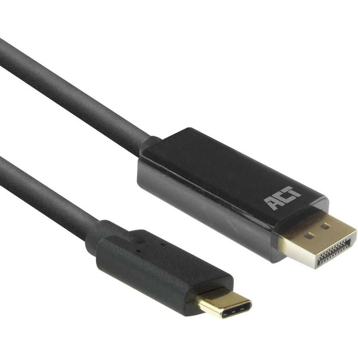 ACT USB Typ C – DisplayPort (2 m), Cavo video, Nero