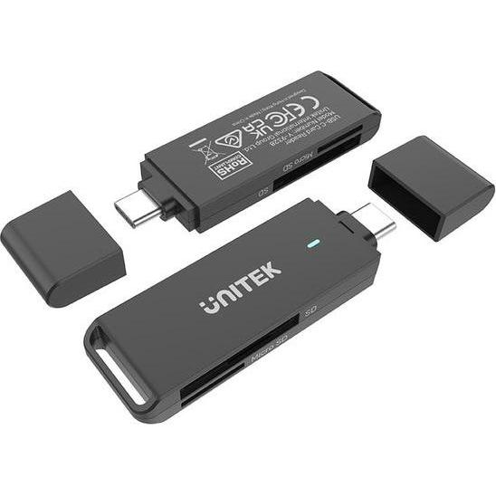 Thumbnail - Unitek CZYTNIK KART USB-C SD I MICROSD Y-9328 (USB-C 3.2 Gen 1), Speicherkartenlesegerät, Schwarz