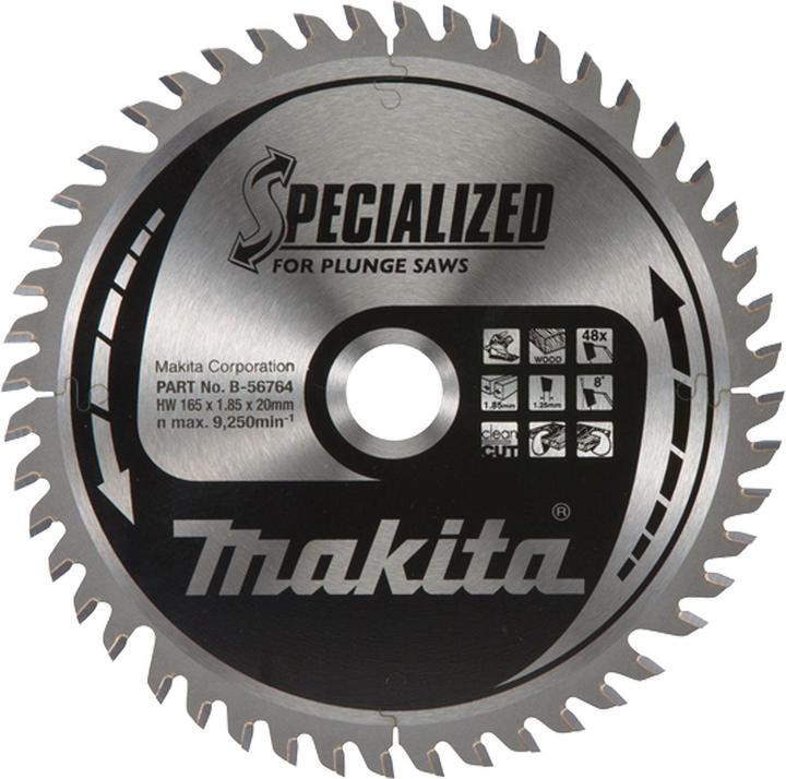 Produktbild Makita SPECIALIZED Kreissägeblatt für Holz 165 x 20 x 1,85 mm 48 Zähne ( B-56764 )