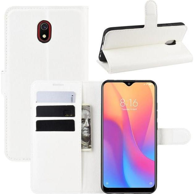 Thumbnail - MU Classic Litchi Leder Bookcover Series (Xiaomi Redmi 8A), Smartphone Hülle, Weiss