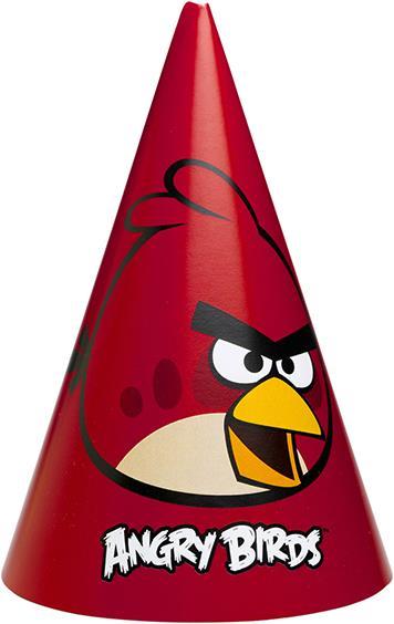 6 Partyhüte Angry Birds 16.5cm