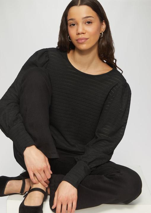 Produktbild S.Oliver T-Shirt Strukturiertes Langarmshirt mit Puffärmeln (M)