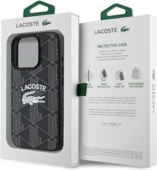 Actual product image Lacoste LCHMP16LPIGK iPhone 16 Pro 6.3" czarny/black hardcase Monogram Vintage Logo MagSafe (Apple iPhone 16 Pro)