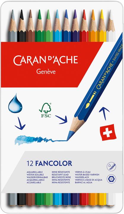 Productafbeelding Caran d'Ache Fancolor Farbstifte Metallschachtel (Veelkleurig, 12 x)