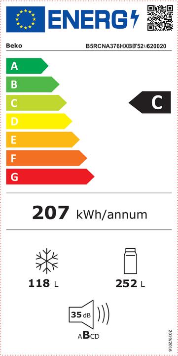 Energie-Label Beko B5RCNA376HXB (370 l)