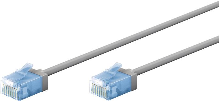 Goobay Ultraflexibles CAT 6A Patchkabel, slim, U/UTP, grau (U/UTP, CAT6a, 0.50 m)