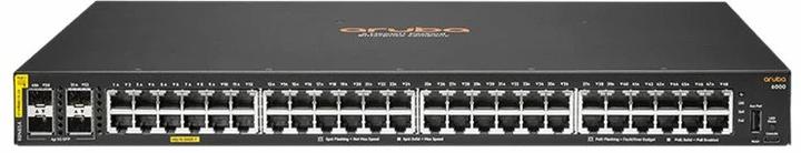 Actual product image HPE E Aruba 6000 Switch 4 SFP Ports, PoE, 1U, Layer 2, ACL, QoS, Web GUI, CLI, Aruba Net (48 Ports)