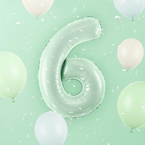 Partydeco Ballon alu Chiffre "6" Vert Pastel