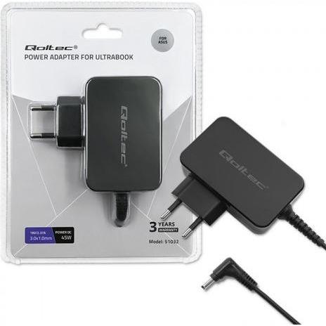 Thumbnail - Qoltec 51032 Power adapter for ultrabook (45 W), Notebook Netzteil, Schwarz