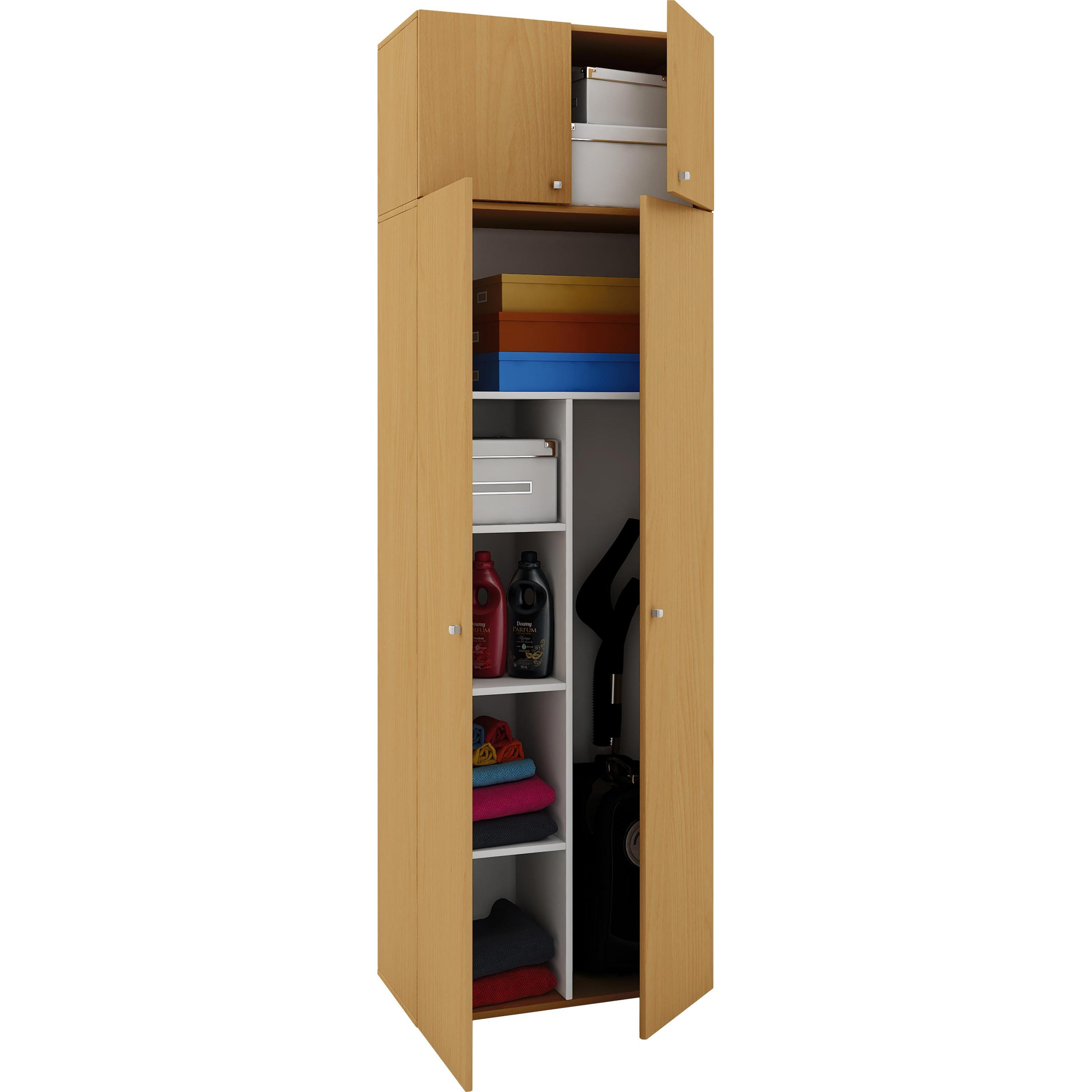 VCM, Kleiderschrank, Holz Besen Putzschrank Serie Vandol mit Drehtüren (70 x 40 cm)