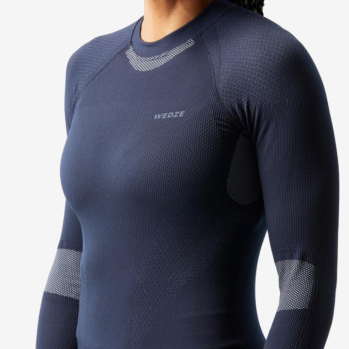 Produktbild Wedze Skiunterwäsche Funktionsshirt Damen weich nahtlos - BL500 dunkelblau/blau (XL)