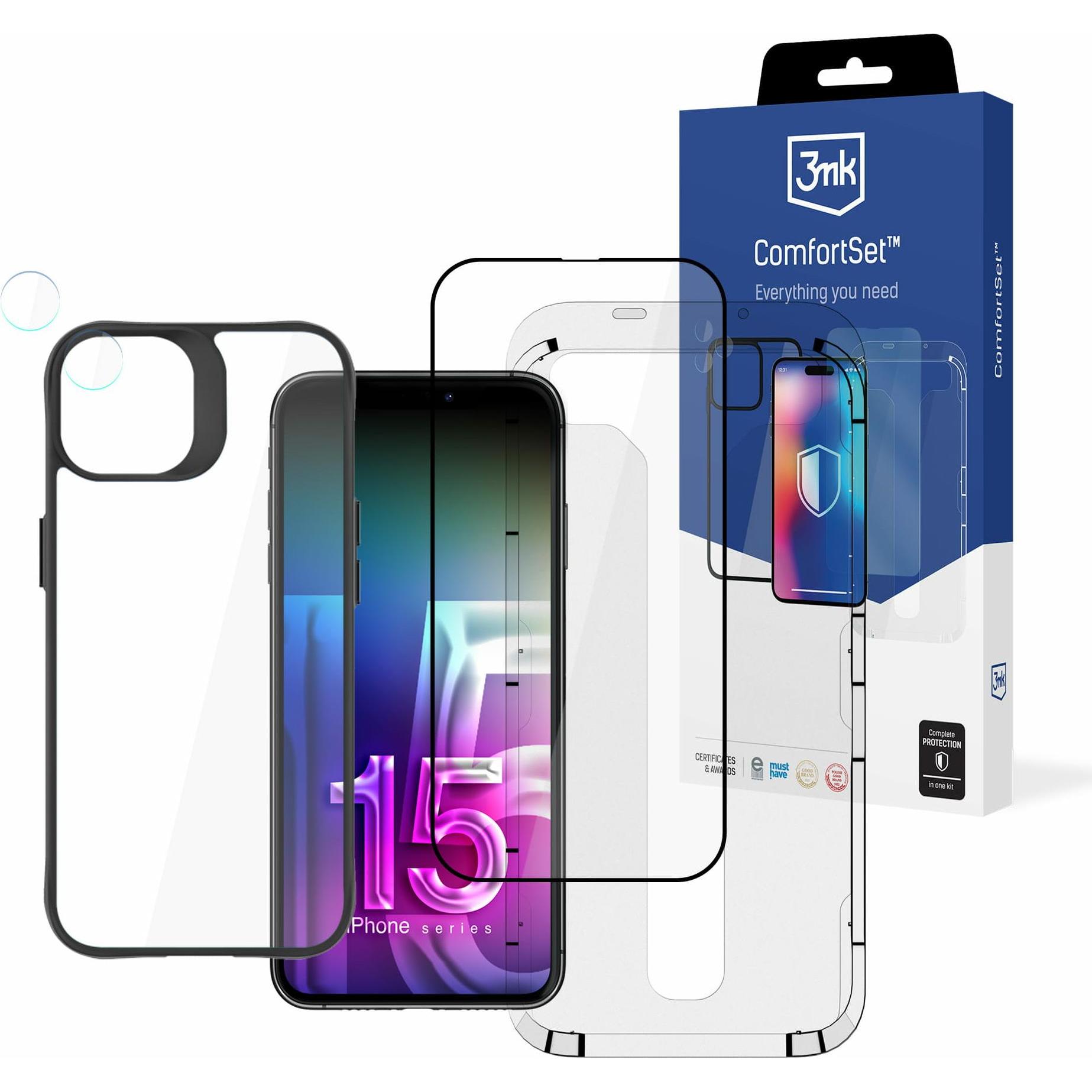 Thumbnail - 3MK Apple iPhone 15 - Comfort Set 4 in 1 (1 Stück, Apple iPhone 15), Smartphone Schutzfolie