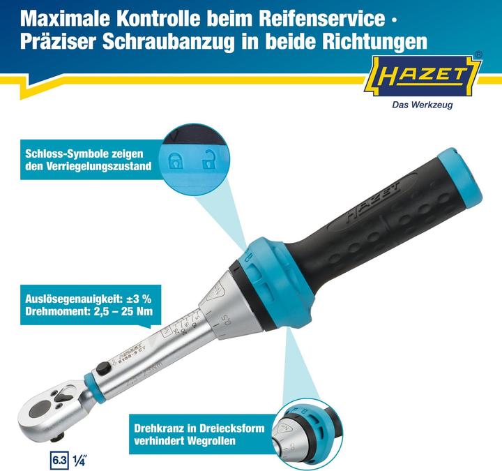 Productafbeelding HAZET Momentsleutel (1/4", 2.50 - 25 Nm)