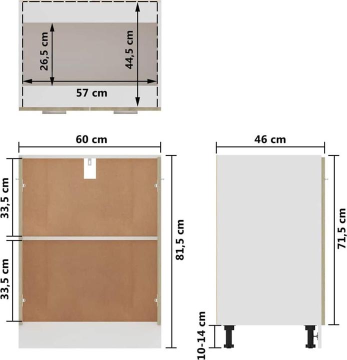 Produktbild vidaXL Unterschrank (60 x 46 x 81.50 cm)