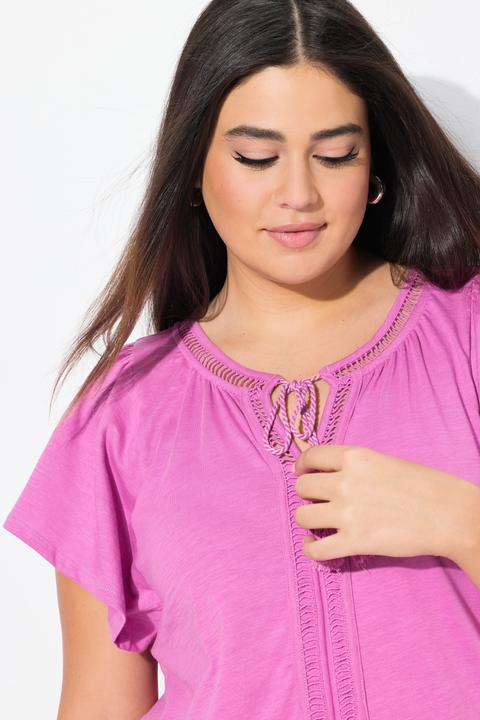 Immagine prodotto Ulla Popken T-shirt con passamano, scollo a tunica e mezze maniche ad aletta (42, 44)