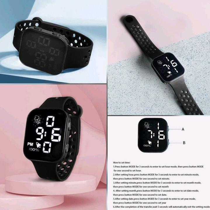 Produktbild Cbx P1 Fashion LED-Digitaluhr mit Silikonarmband 12-Stunden-Anzeige Schwarz (128.70 mm)