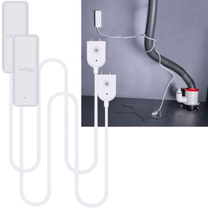 Produktbild Casativo 2er-Set WLAN-Wassermelder mit externem Sensor, App-Steuerung