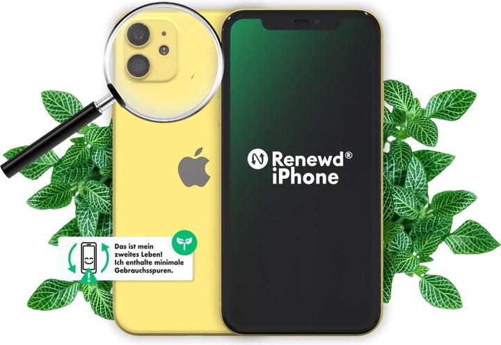 Immagine prodotto Renewd iPhone 11 (64 GB, Giallo, 6.10", 12 Mpx, Doppia SIM, A / Come nuovo)