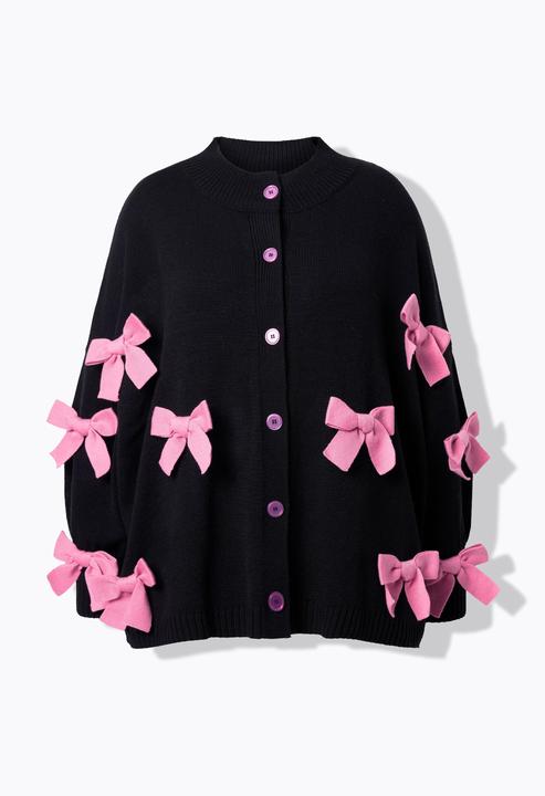 Miamoda Strickjacke, oversized, Schleifen, weiter Langarm (58, 60, 62)