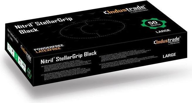 Meditrade Industrade® unisex disposable gloves Nitril® StellarGrip Black black size L 50 pcs. (M)