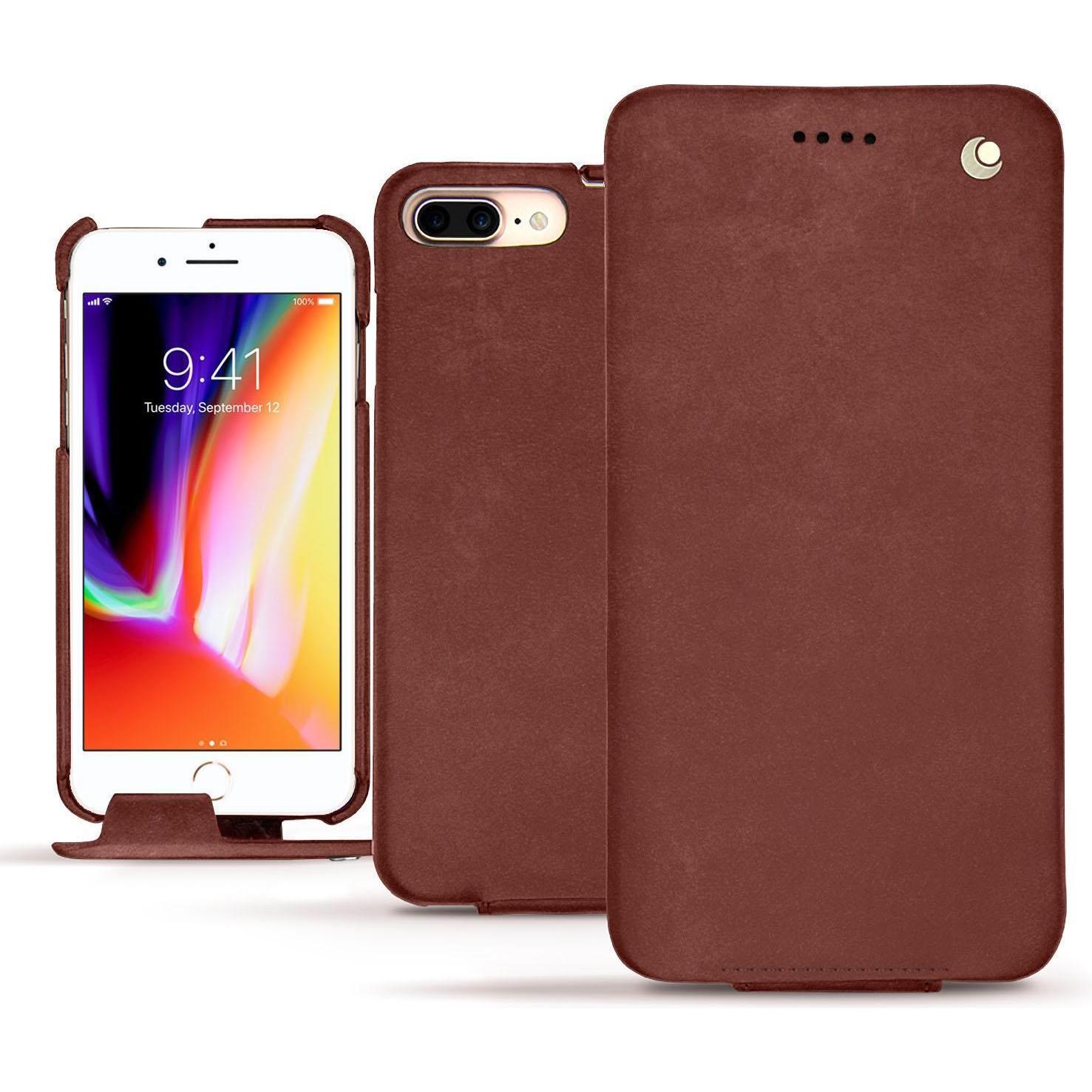 Noreve Lederschutzhülle vertikal (Apple iPhone 8 Plus), Smartphone Hülle, Rot