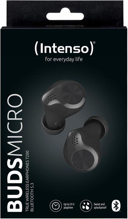Image du produit Intenso Buds Micro - TWS True Wireless Headphones T200 avec mode jeu et jusqu'à 25 heures de lecture de (Pas de réduction du bruit, 6.50 h, Sans fil)