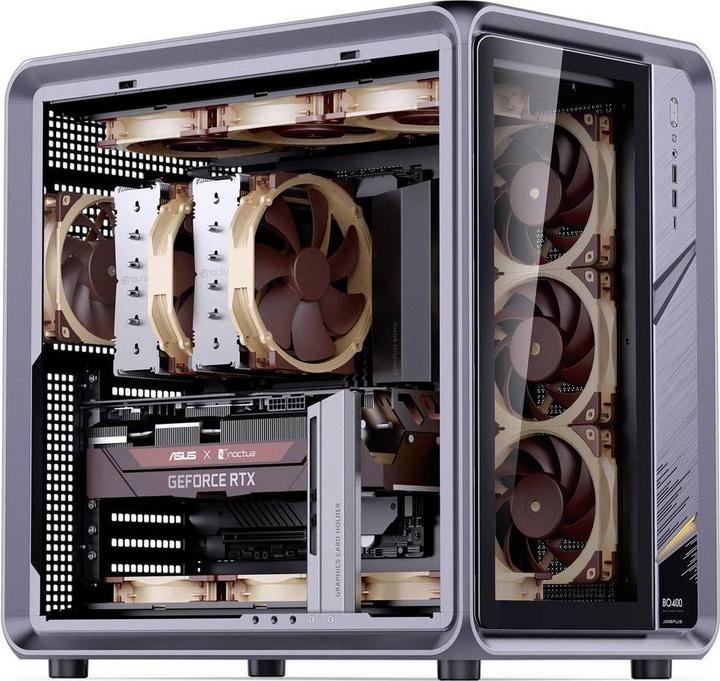 Produktbild Jonsplus BO400 PC-Gehäuse, Midi-Tower, ATX, Alu Frame, Tempered Glass – schwarz (ATX)