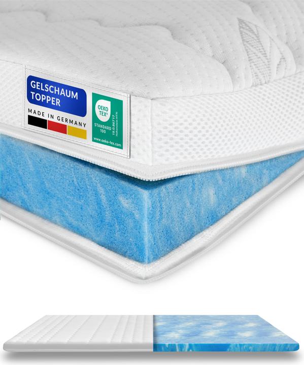 AM Qualitätsmatratzen Premium Gelschaum Topper, Gel Memory Foam, Lyocell Bezug, Gel Memory Foam