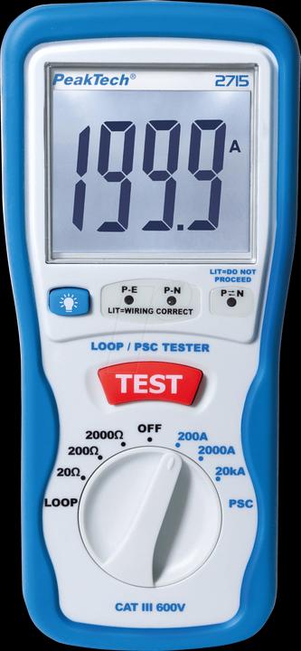 Produktbild Peaktech P 2715 Digitales LOOP/PSC Schleifenstrommessgerät (CAT III 600V)