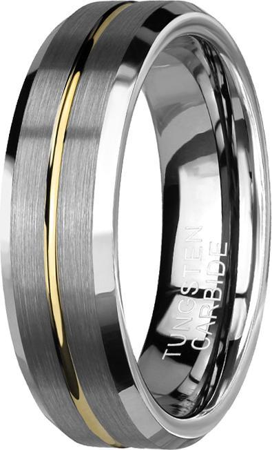Produktbild Star Piercing Ring silber gebürstet mit abgeschrägten Kanten rille goldig (52)