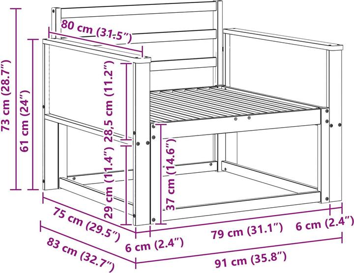 Produktbild vidaXL Outdoor Mittelsofa