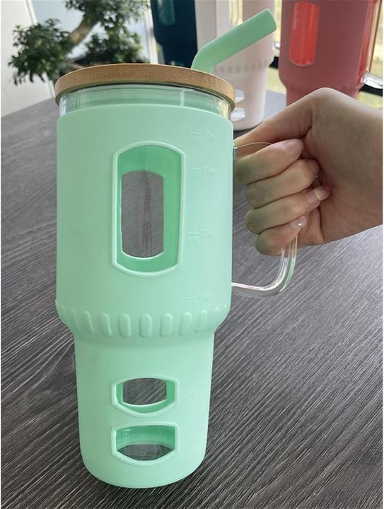 Produktbild Gewürzladen Näfels Glasbecher mit Strohhalm & Bambusdeckel (0.96 l)