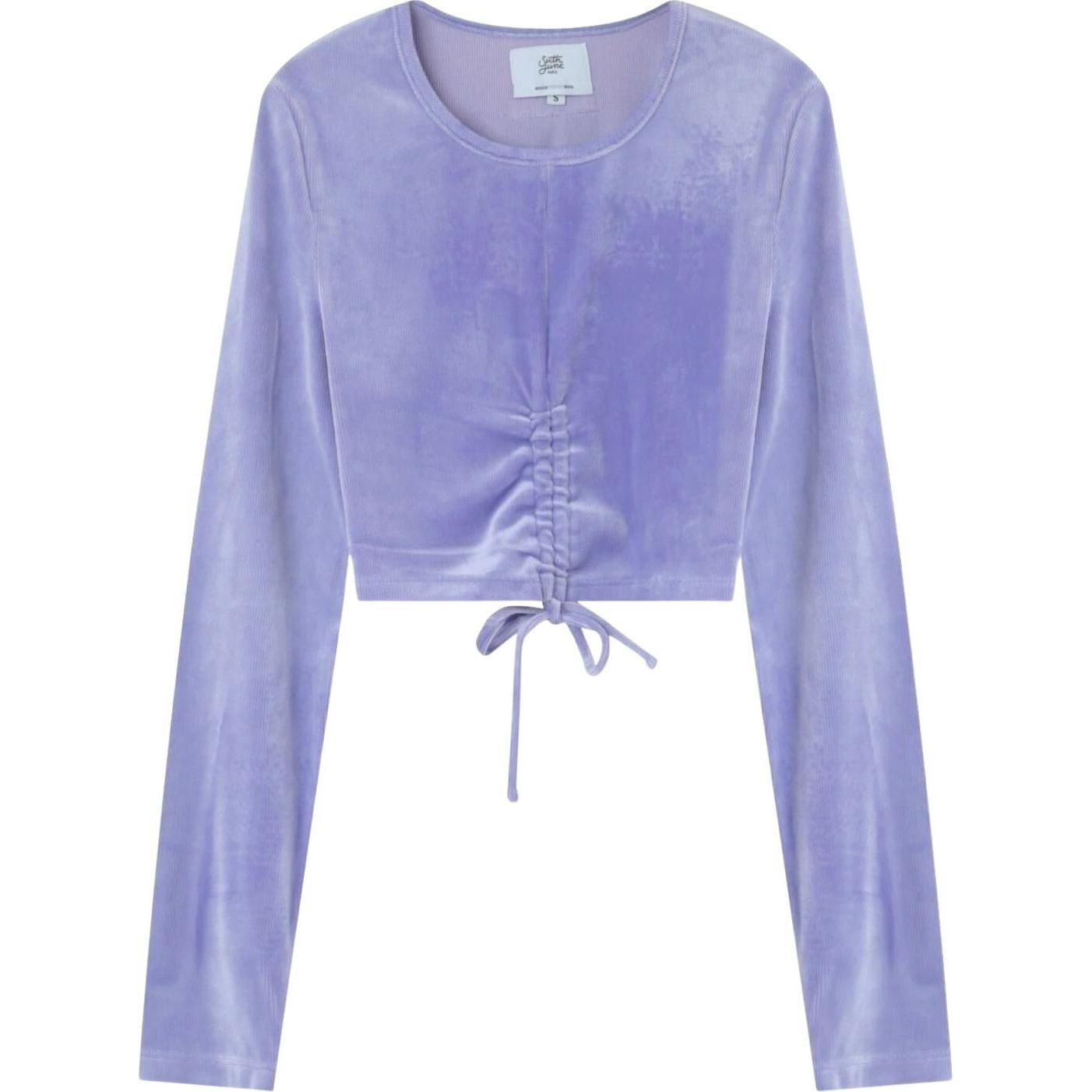 Sixth June, Damen, Shirt, crop top t-shirt cordon details, Violett, (M)