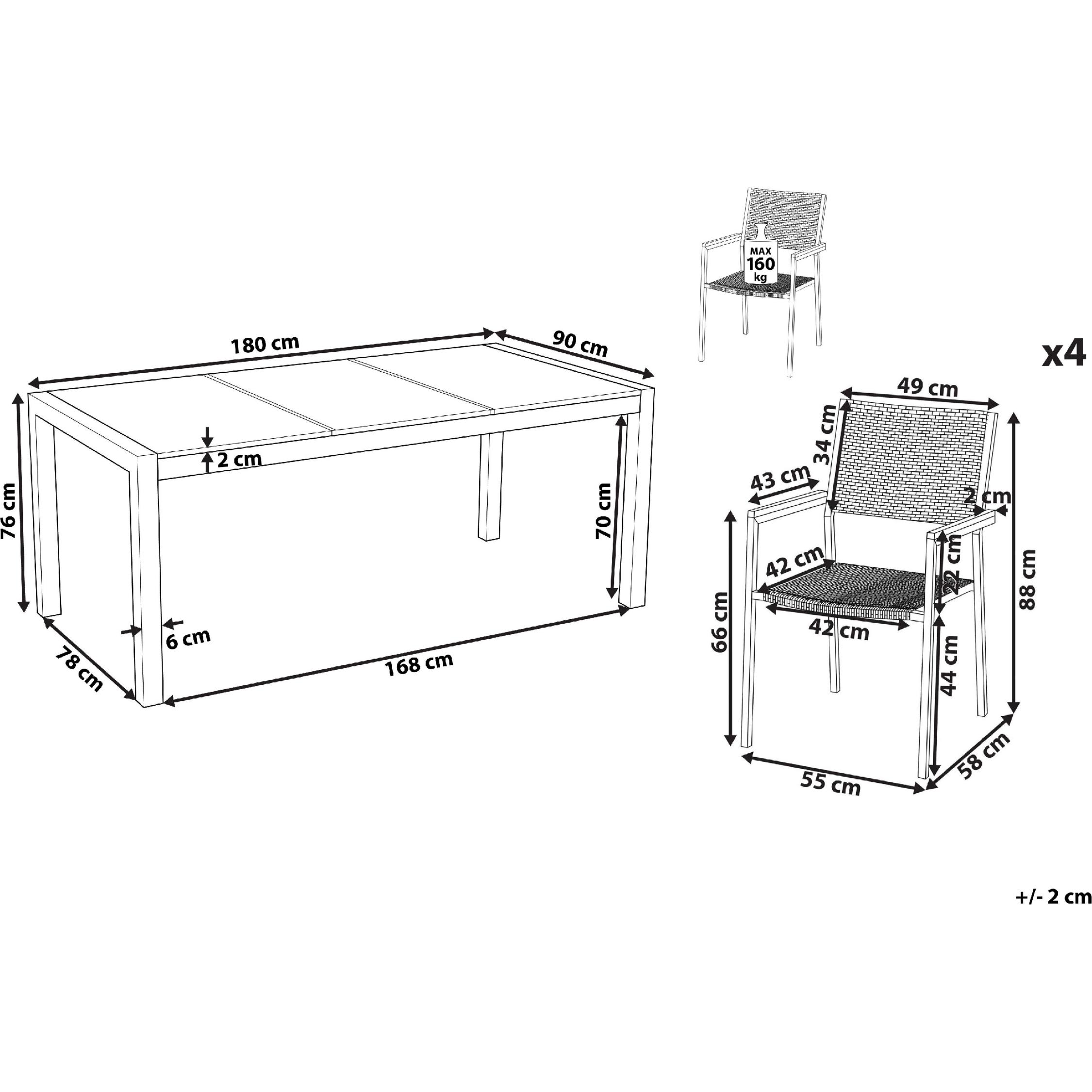 Thumbnail - Beliani, Gartentisch + Balkontisch, Cosoleto/Grosseto (180 cm)