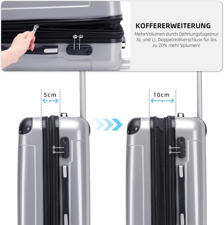 Produktbild Beibye Erweiterbarer Hartschalenkoffer mit Zwillingsrollen (75 l)