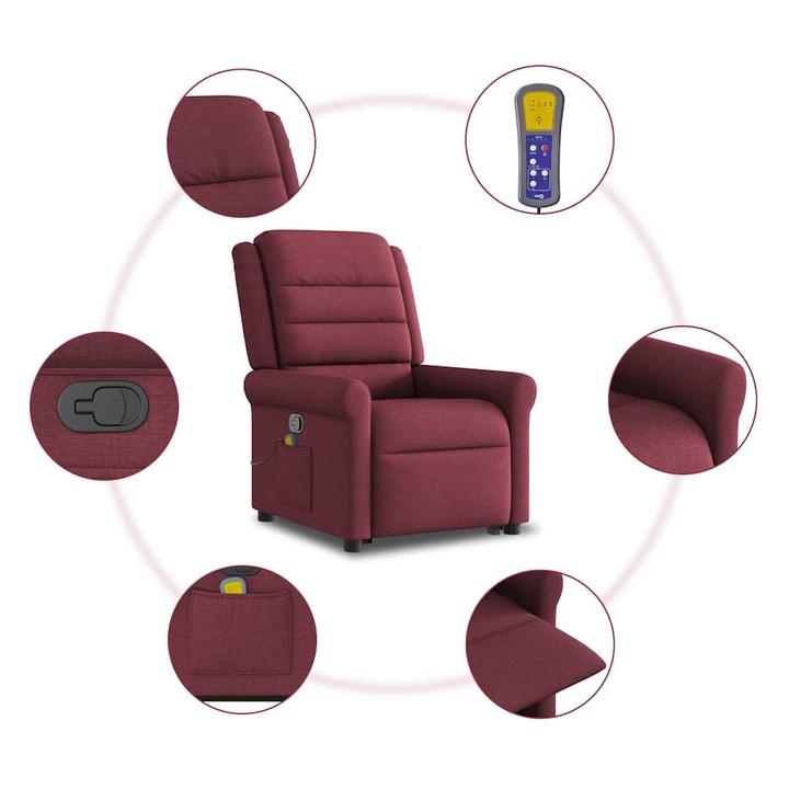 Actual product image VidaXL Massage chair with stand-up aid wine red fabric