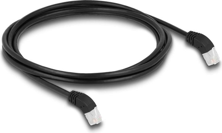 Actual product image Delock Patch cord 45° top angled Cat 6A, S/FTP, 2 m, Black (S/FTP, CAT6a, 2 m)
