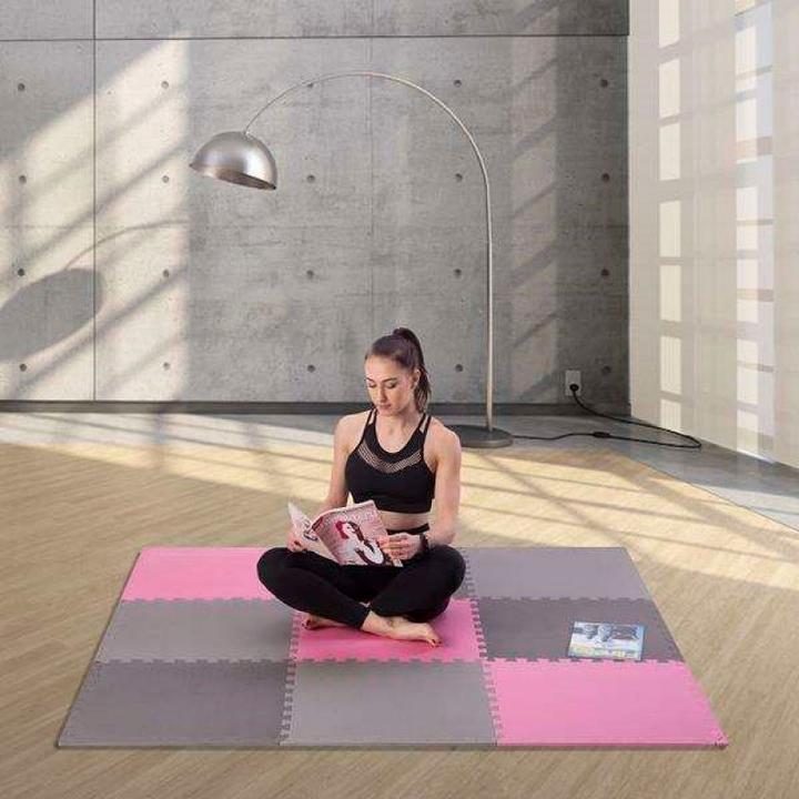 Actual product image One Folding mat for training HMS MP10 light grey-pink-dark grey, 60x60x1,0cm (9 pieces) (10 mm)