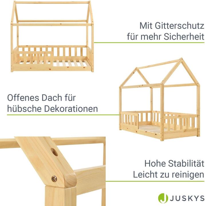 Image du produit Juskys Kinderbett Marli 80x160cm - Natur (80 x 160 cm)