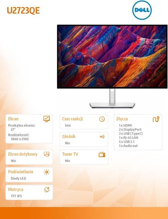 Actual product image Dell UltraSharp U2723QE (3840 x 2160 Pixels, 27")