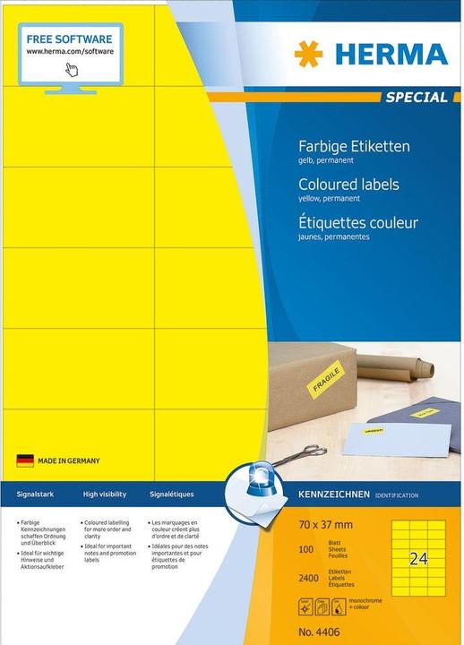 Produktbild HERMA Farbige Etiketten A4