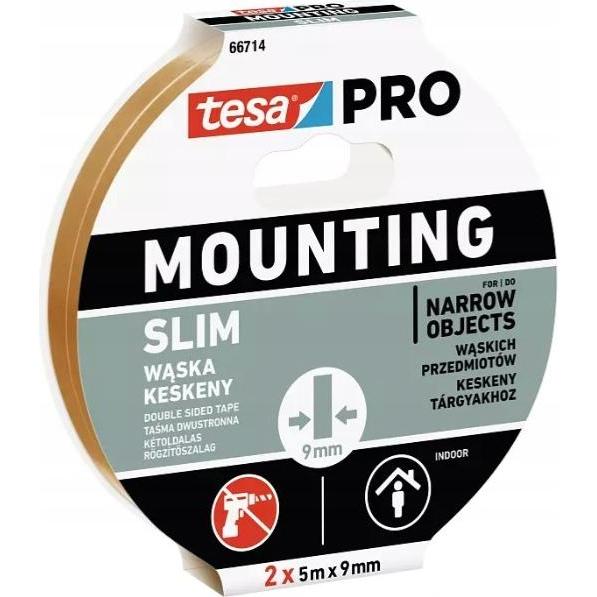 tesa, Nastro adesivo, 66714 Nastro di montaggio Pro Slim 2 (5x9) 5m x 18 mm (18 mm)