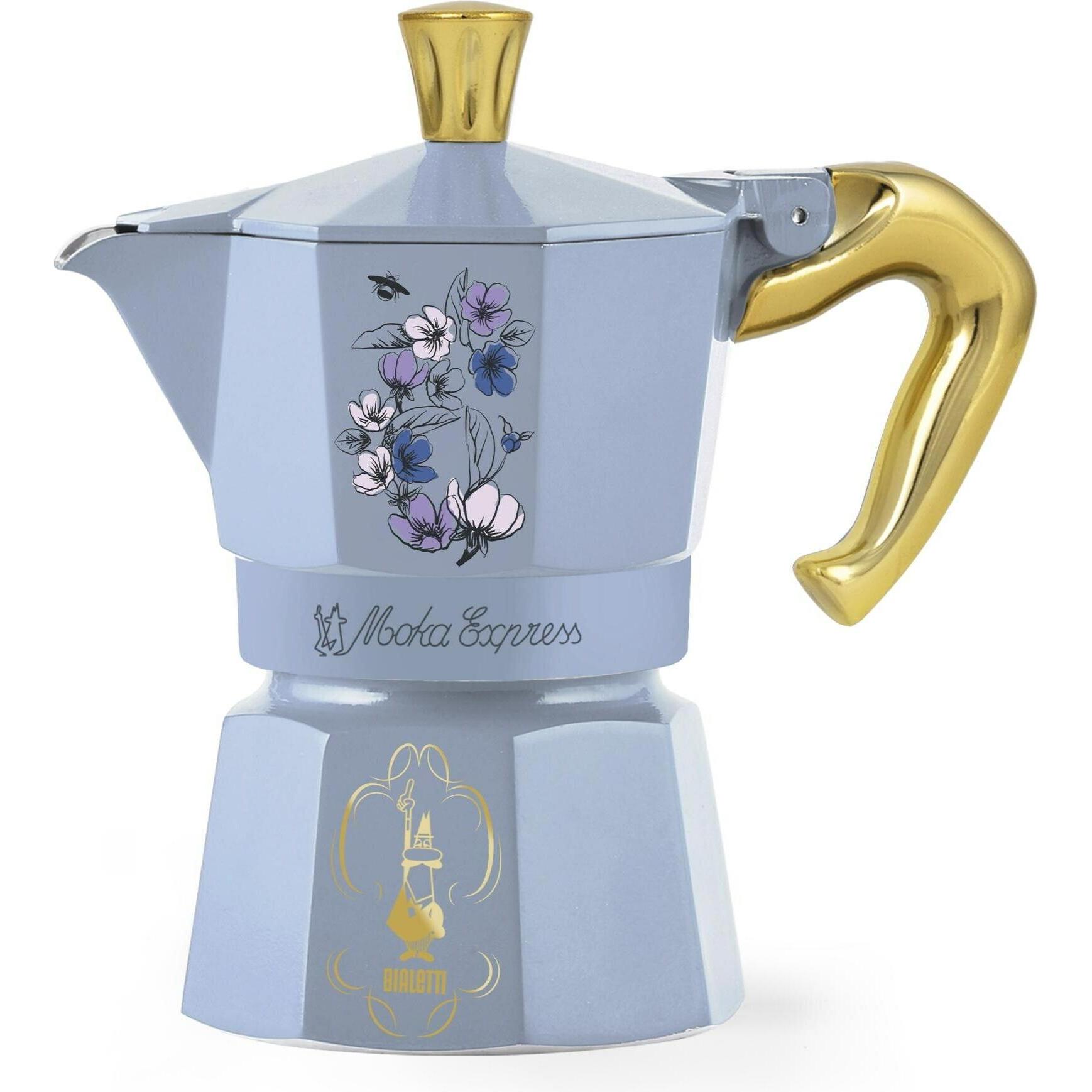 Bialetti Moka Express 3tz Bridgerton, Espressokocher, Blau, Gold