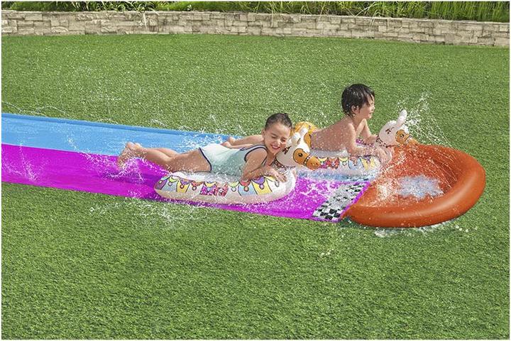 Productafbeelding Bestway 2er-Wasserrutsche mit aufblasbaren Lama-Schwimmtieren (4.88 m)
