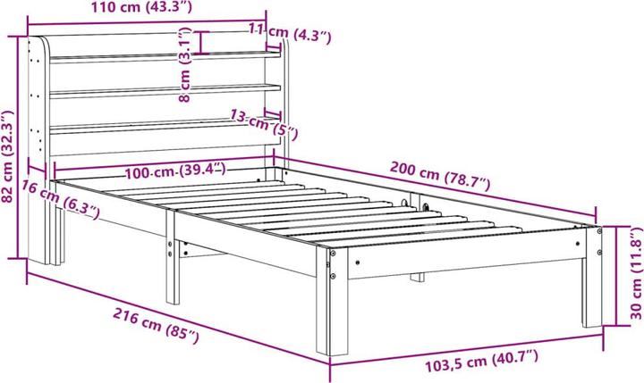 Actual product image vidaXL Bettgestell (100 x 200 cm)