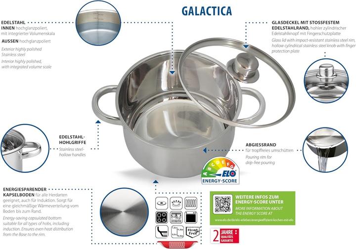 Actual product image ELO Stahlwaren Basic Galactica pot set (Frying pan, Milk pan, Pot, Saucepan, Aluminium)