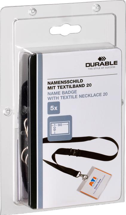 Actual product image Durable Name tag, with textile strap 20, 90 x 60 mm, black