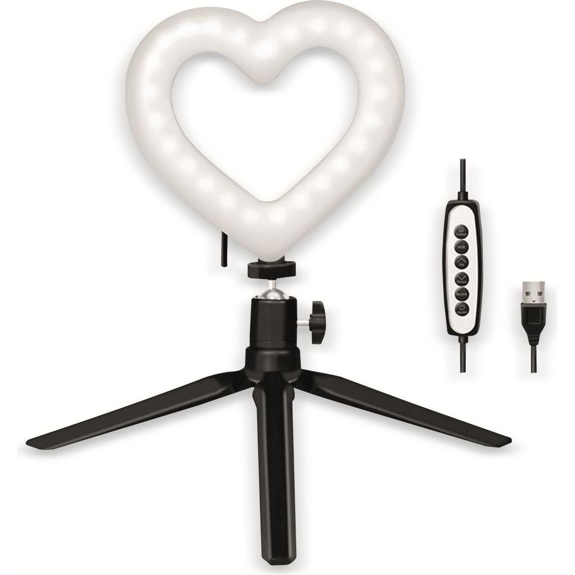 LogiLink Herzform-LED-Stativ mit Beleuchtungssteuerung 15 RGB-Farbmodi, 17 dynamische Lichteffekte, einstell (Ringleucht...